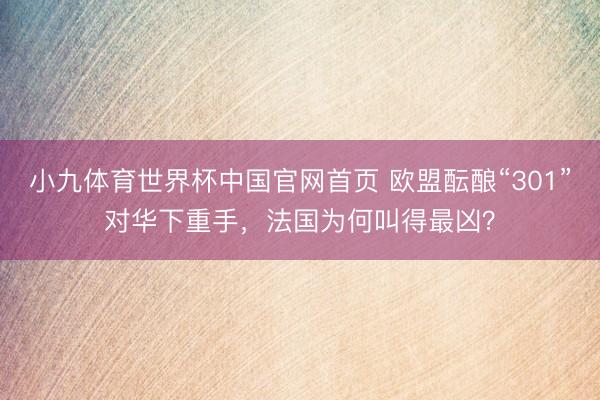 小九体育世界杯中国官网首页 欧盟酝酿“301”对华下重手，法国为何叫得最凶？